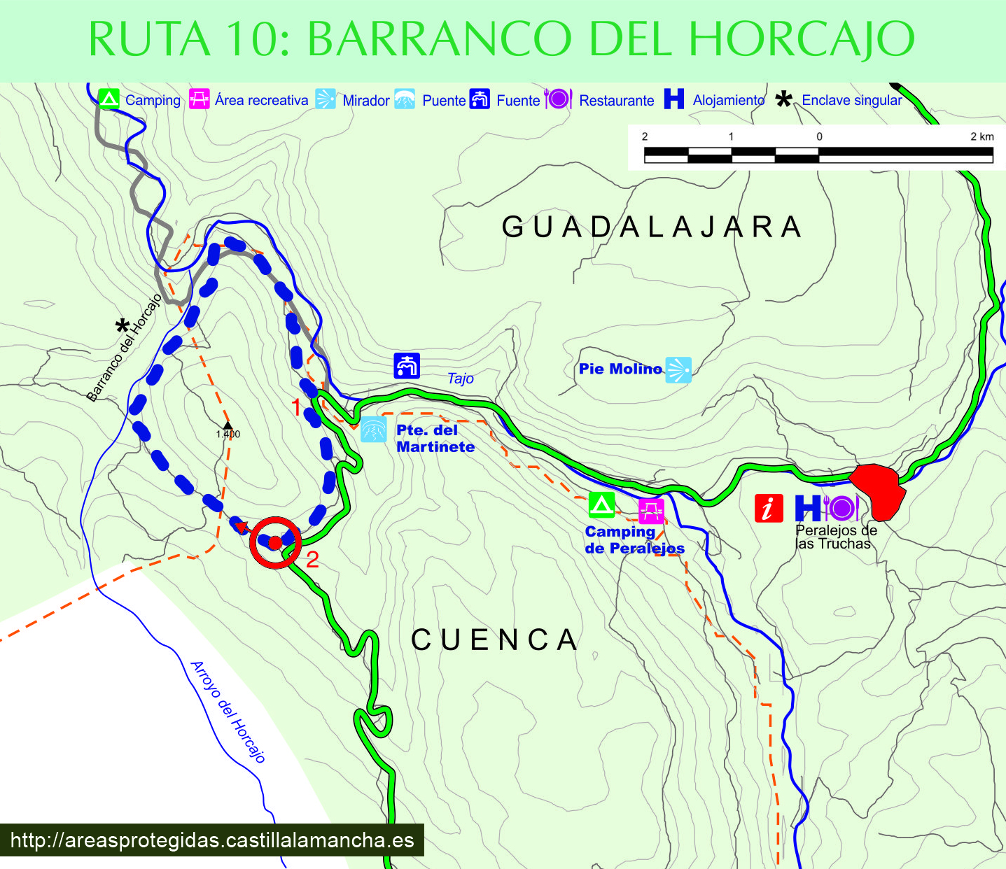 plano de ruta interpretativa barranco del horcajo